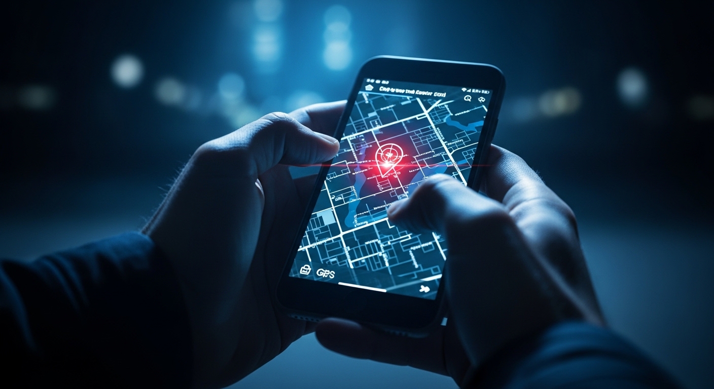 Ilustracion complementaria del tema: stalkerware - aspecto: gps control.